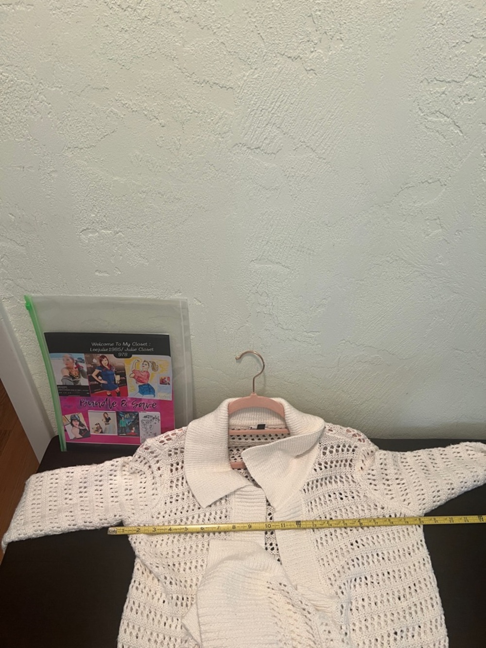 #1765** CAbi Cream Open-Weave Crochet Cardigan - Picture 5 of 11
